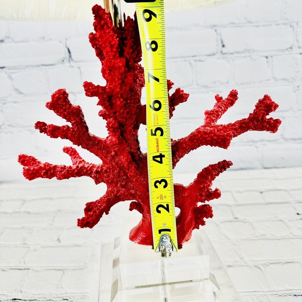 Broyhill Red Corral Lucite Reef Nautical Coastal Beach Table Lamp & Shade - Picture 13 of 16